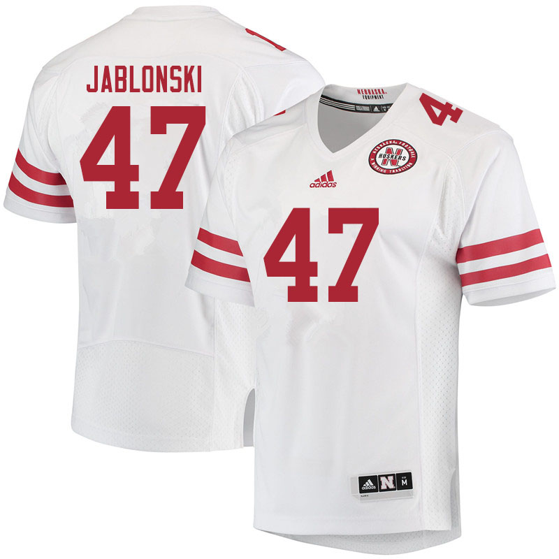 Men #47 Austin Jablonski Nebraska Cornhuskers College Football Jerseys Sale-White